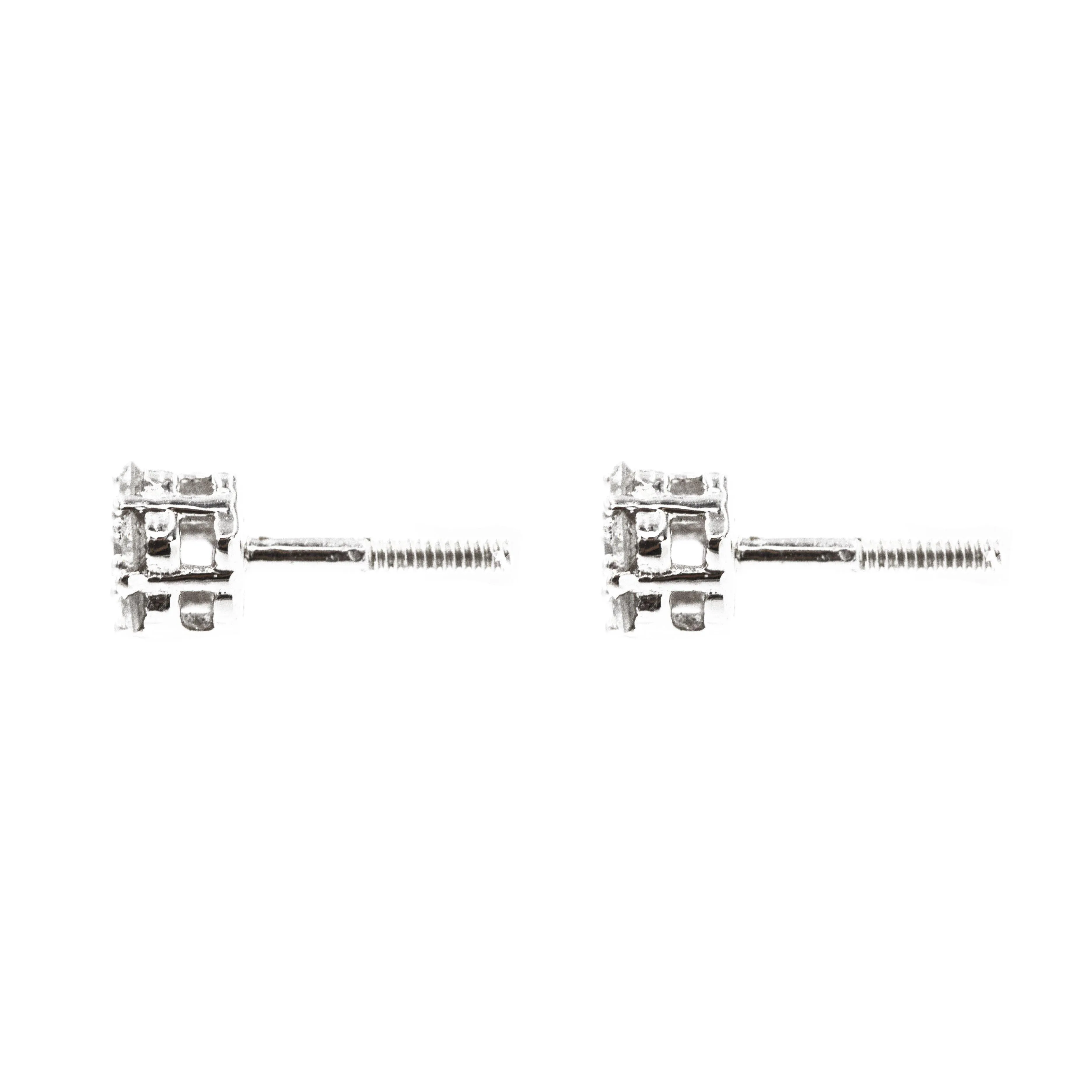 0.25 ct Diamond Cluster earrings in 14k White Gold with Screw back