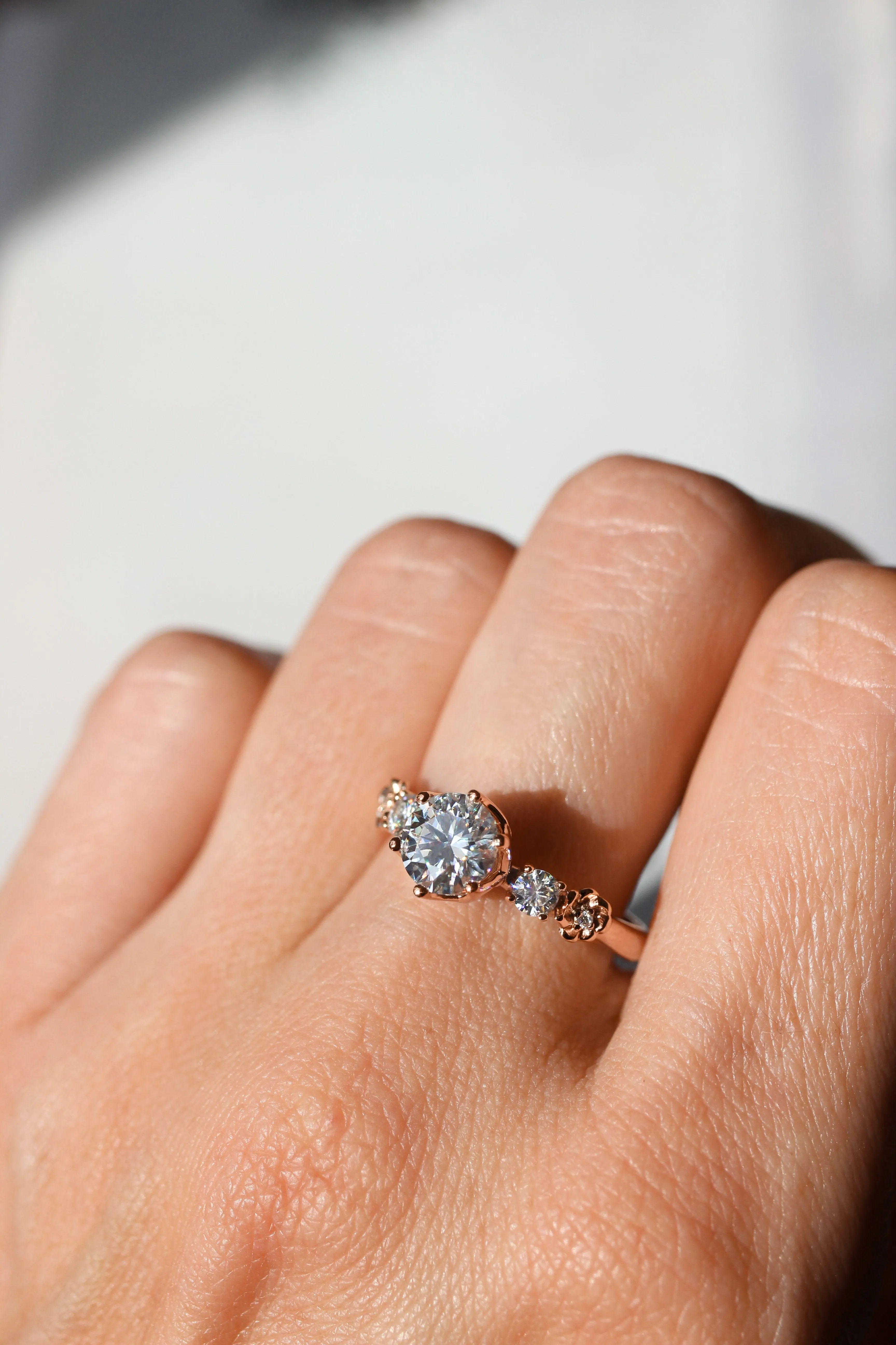 1 carat moissanite ring, floral engagement ring / Fiorella