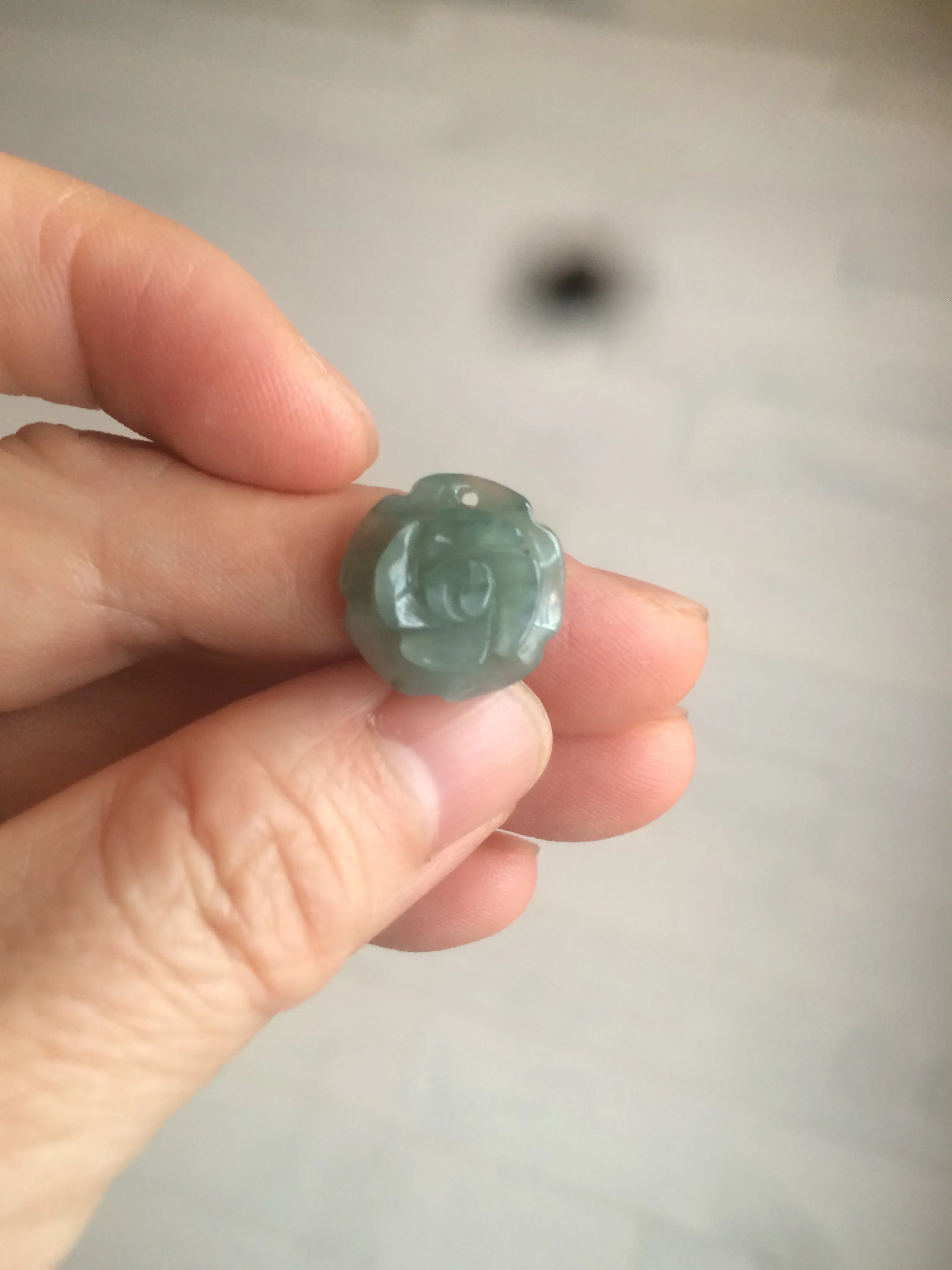 100% Natural blue gray green  Guatemala jadeite Jade flower pendant group BH61