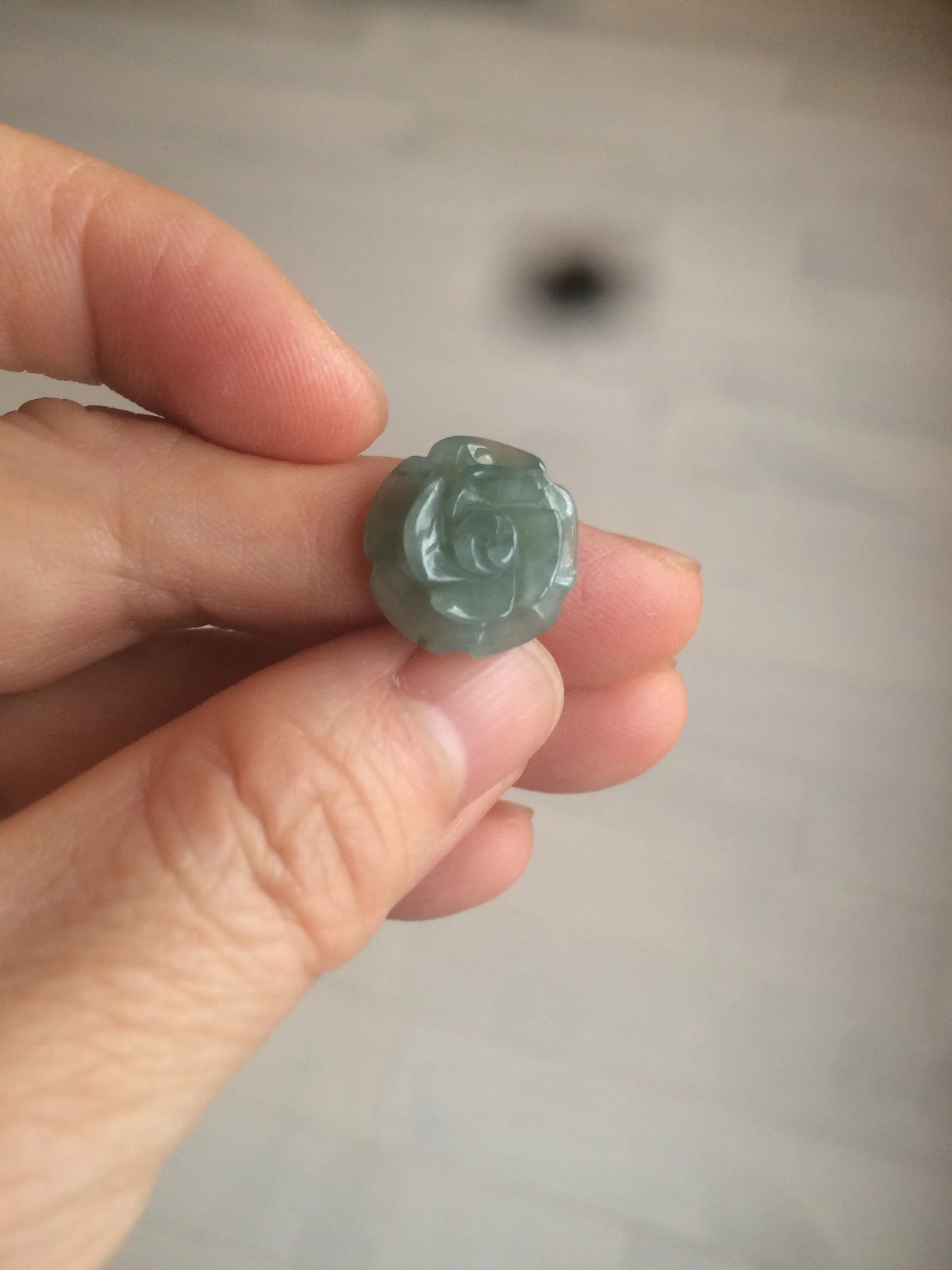 100% Natural blue gray green  Guatemala jadeite Jade flower pendant group BH61