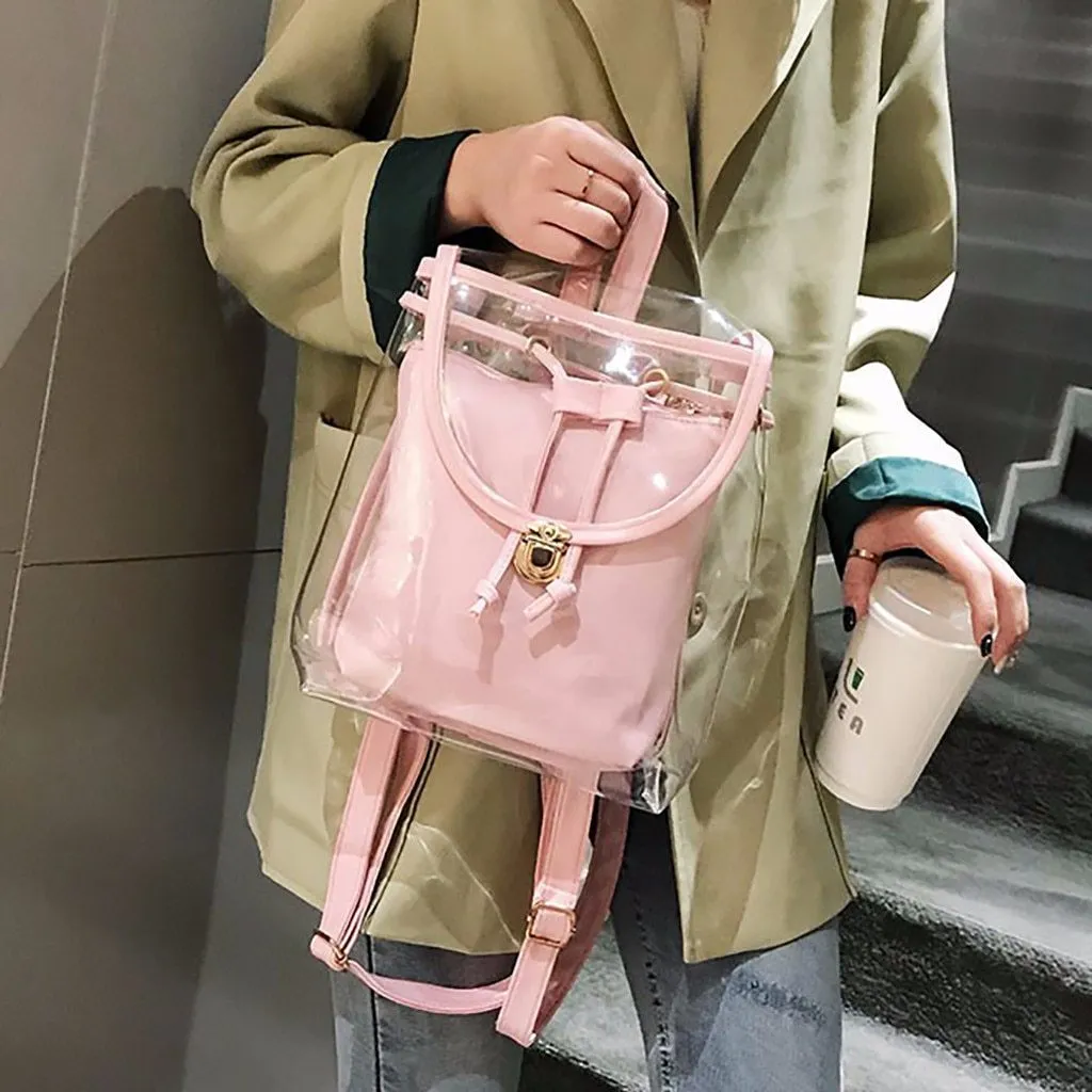 4 Colors Transparent Casual Backpack for Women