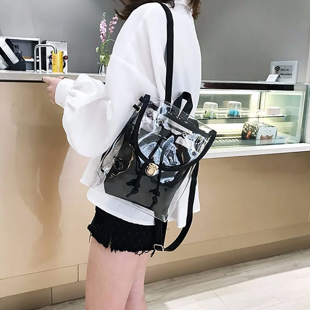 4 Colors Transparent Casual Backpack for Women