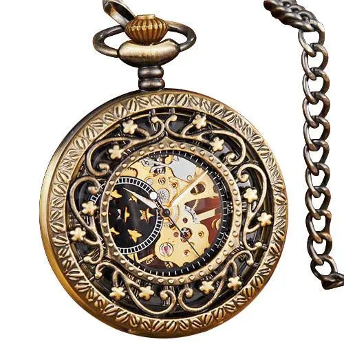 7 Stars Roman Numbers Baroque Style Vintage Pocket Watch