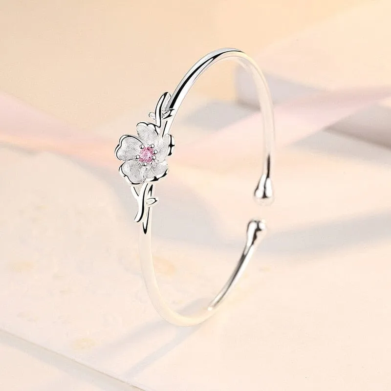 925 Sterling Silver Bracelet Flower Diamond Bracelet