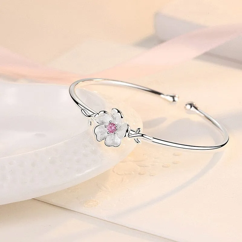 925 Sterling Silver Bracelet Flower Diamond Bracelet