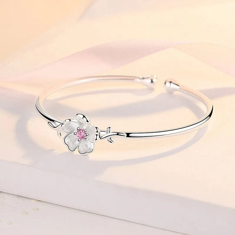 925 Sterling Silver Bracelet Flower Diamond Bracelet