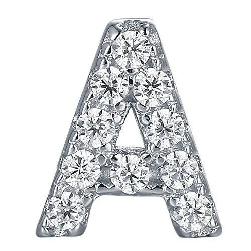 925 Sterling Silver CZ Simulated Diamond Stud Earrings Fashion Alphabet Letter Initial Earrings