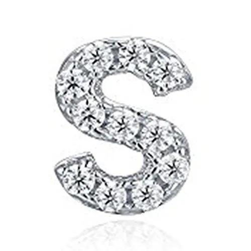 925 Sterling Silver CZ Simulated Diamond Stud Earrings Fashion Alphabet Letter Initial Earrings