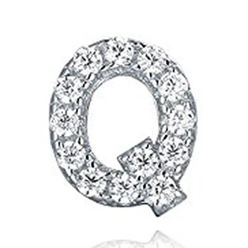 925 Sterling Silver CZ Simulated Diamond Stud Earrings Fashion Alphabet Letter Initial Earrings