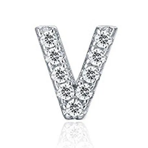 925 Sterling Silver CZ Simulated Diamond Stud Earrings Fashion Alphabet Letter Initial Earrings