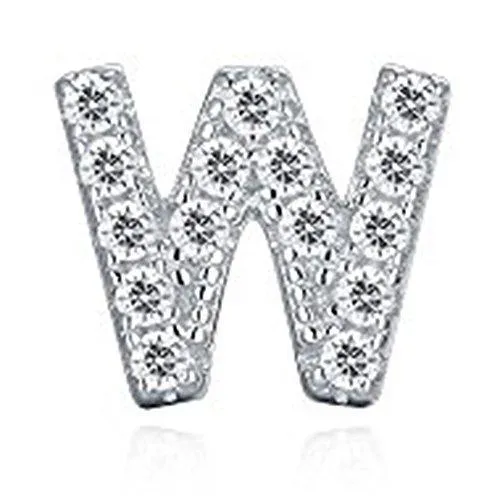 925 Sterling Silver CZ Simulated Diamond Stud Earrings Fashion Alphabet Letter Initial Earrings