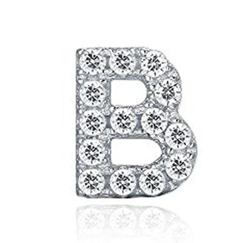 925 Sterling Silver CZ Simulated Diamond Stud Earrings Fashion Alphabet Letter Initial Earrings