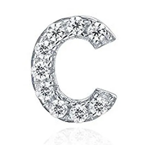 925 Sterling Silver CZ Simulated Diamond Stud Earrings Fashion Alphabet Letter Initial Earrings