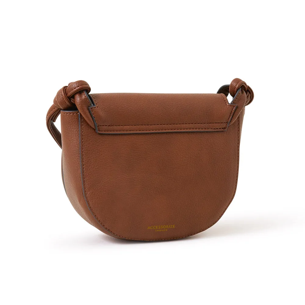 Accessorize London Tan Knot Detail Saddle Sling Bag