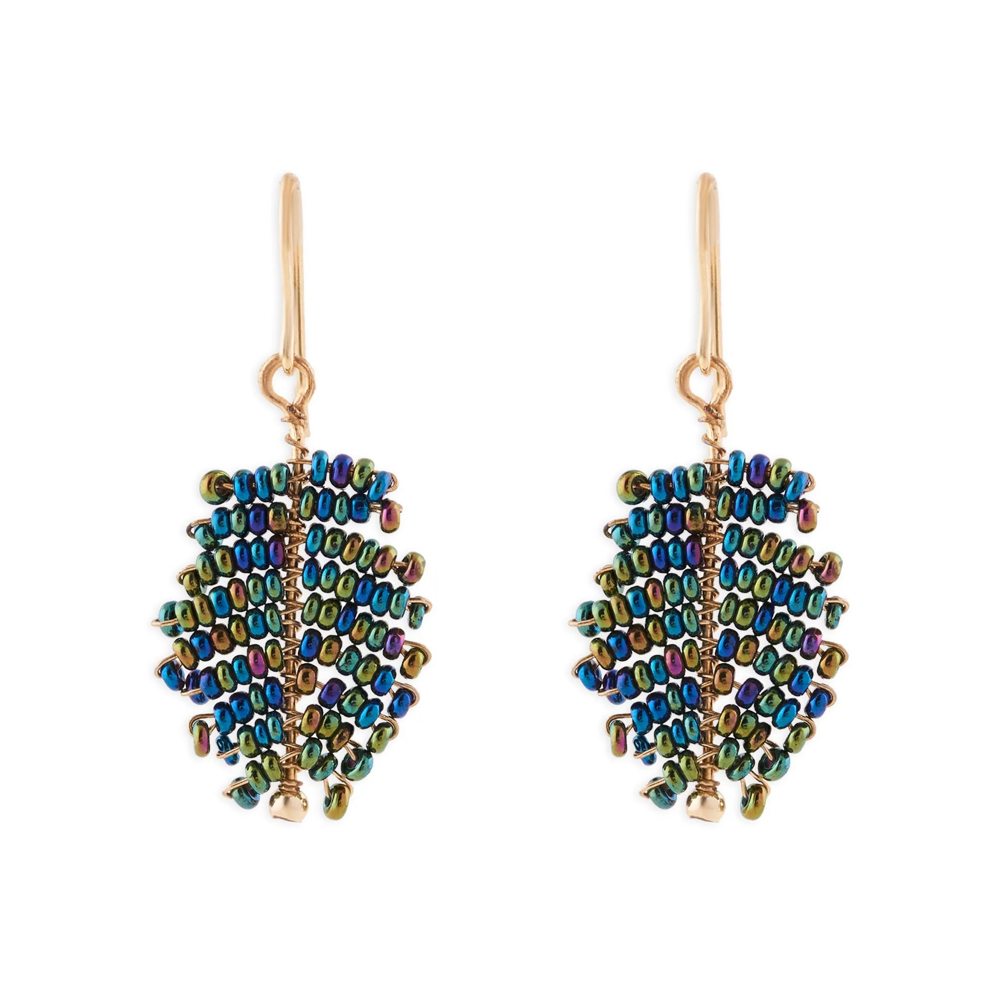 Accessorize London Women's Blue Beaded Leaf Earring