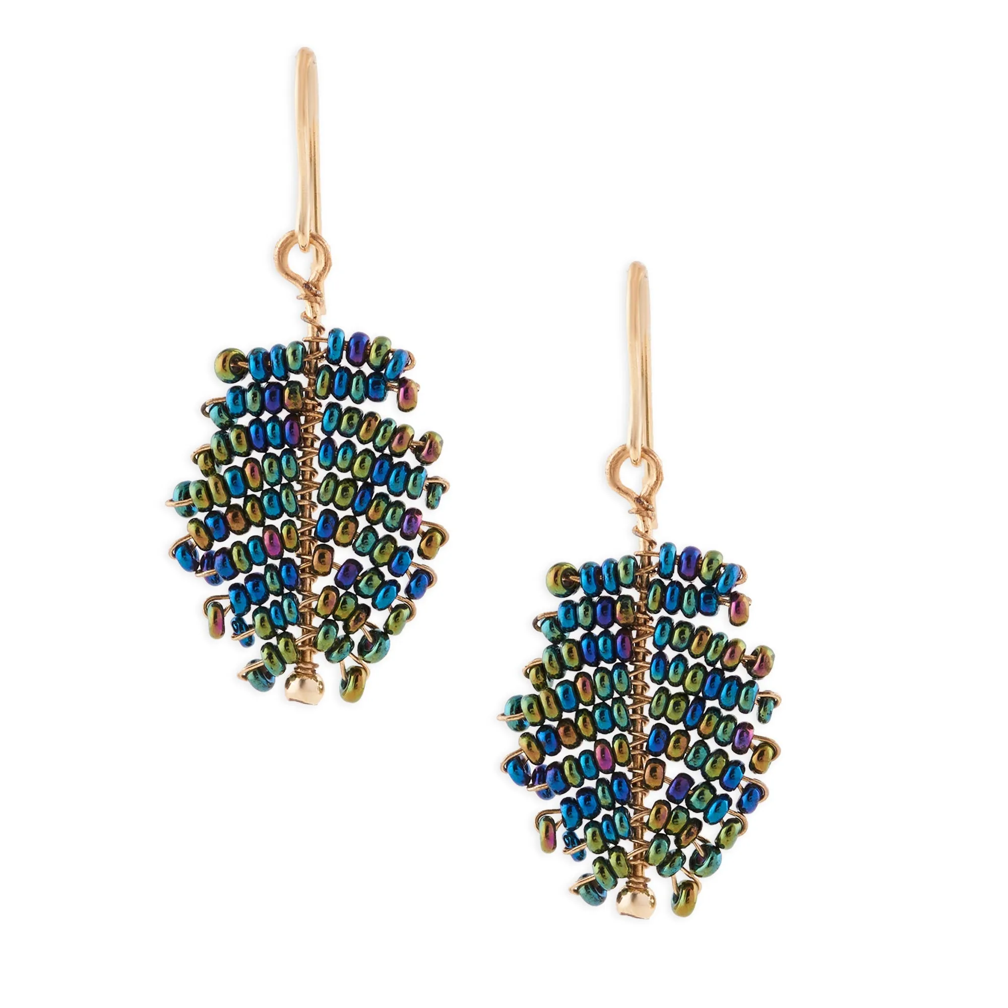 Accessorize London Women's Blue Beaded Leaf Earring