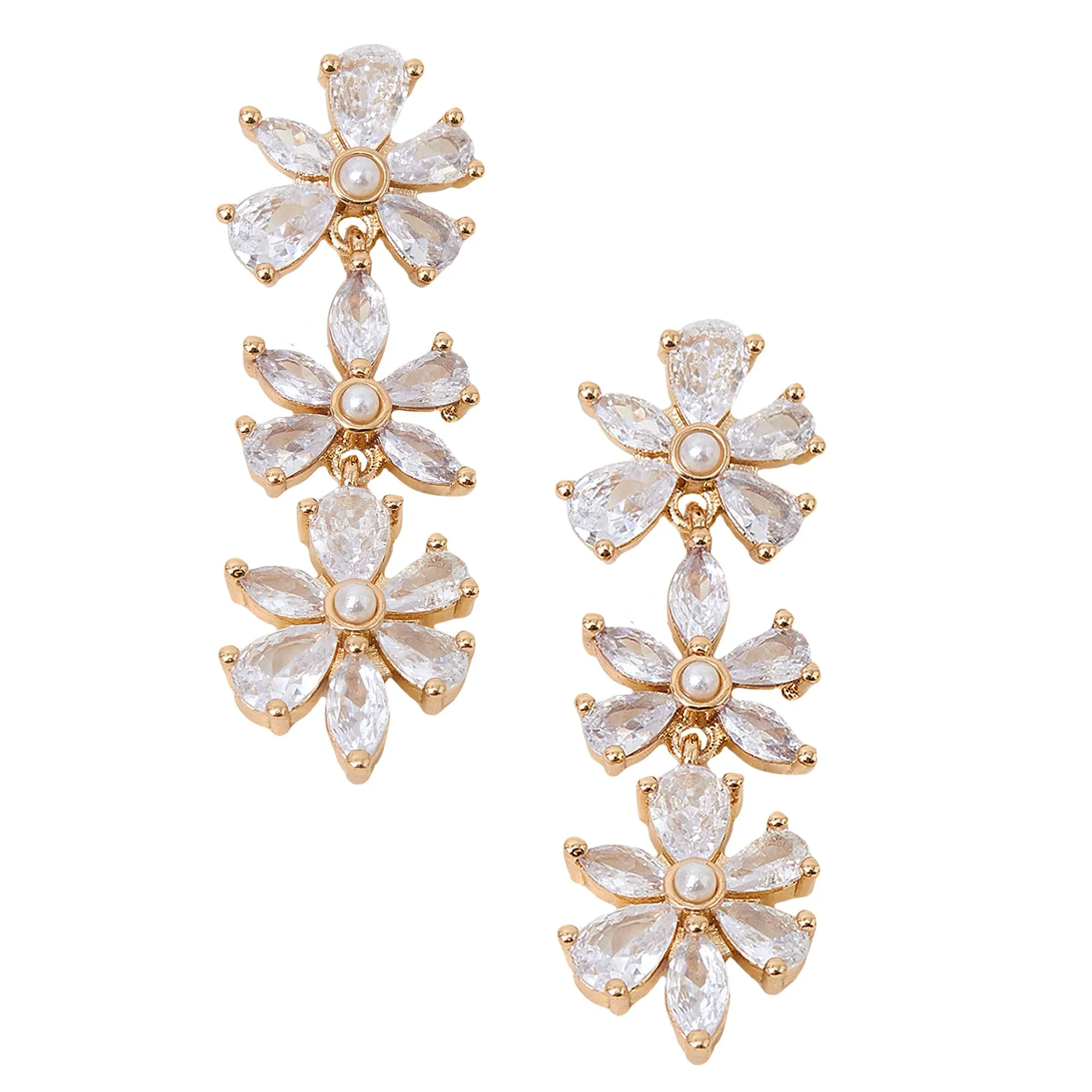 Accessorize London Women's Crystal Flower Drop Earrings