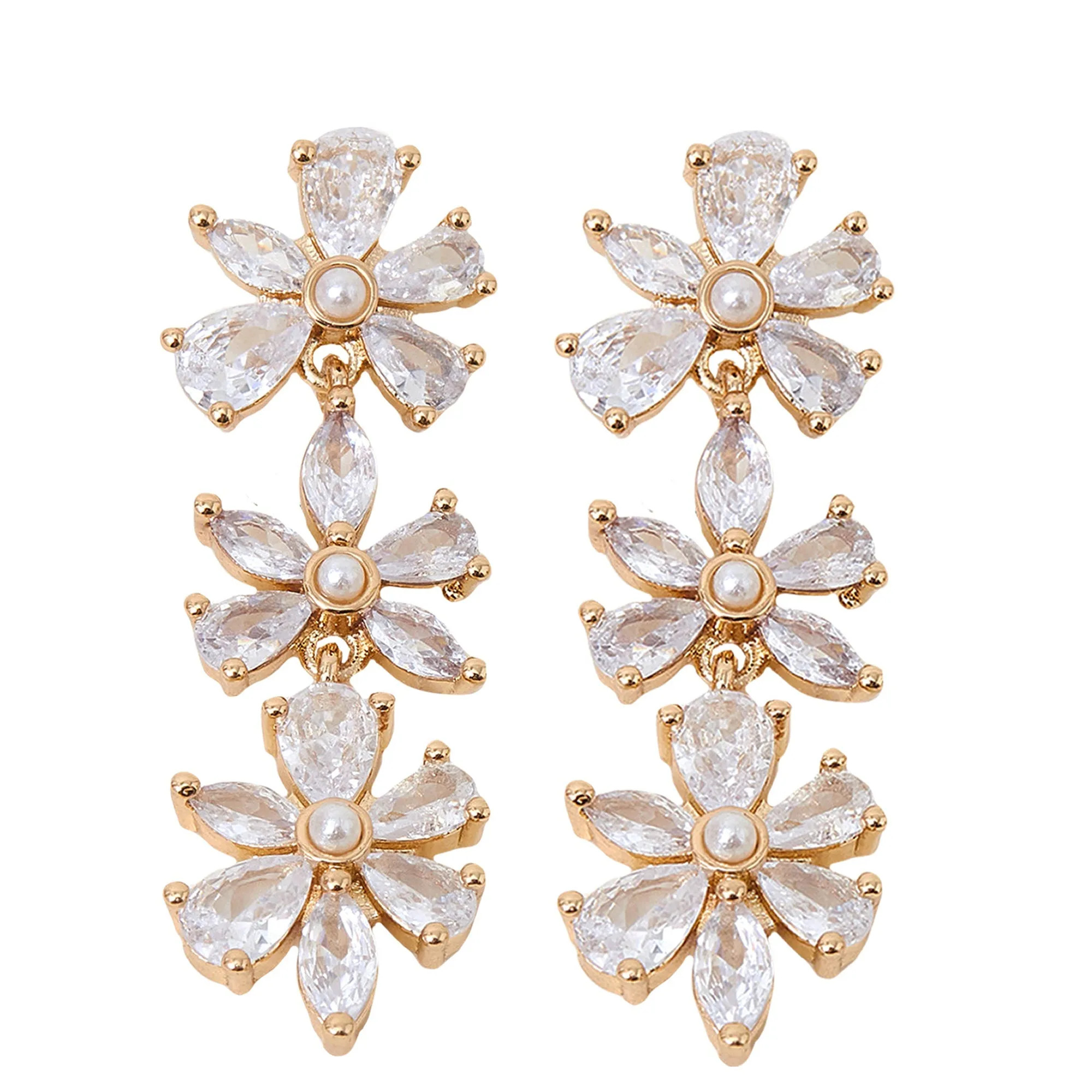 Accessorize London Women's Crystal Flower Drop Earrings