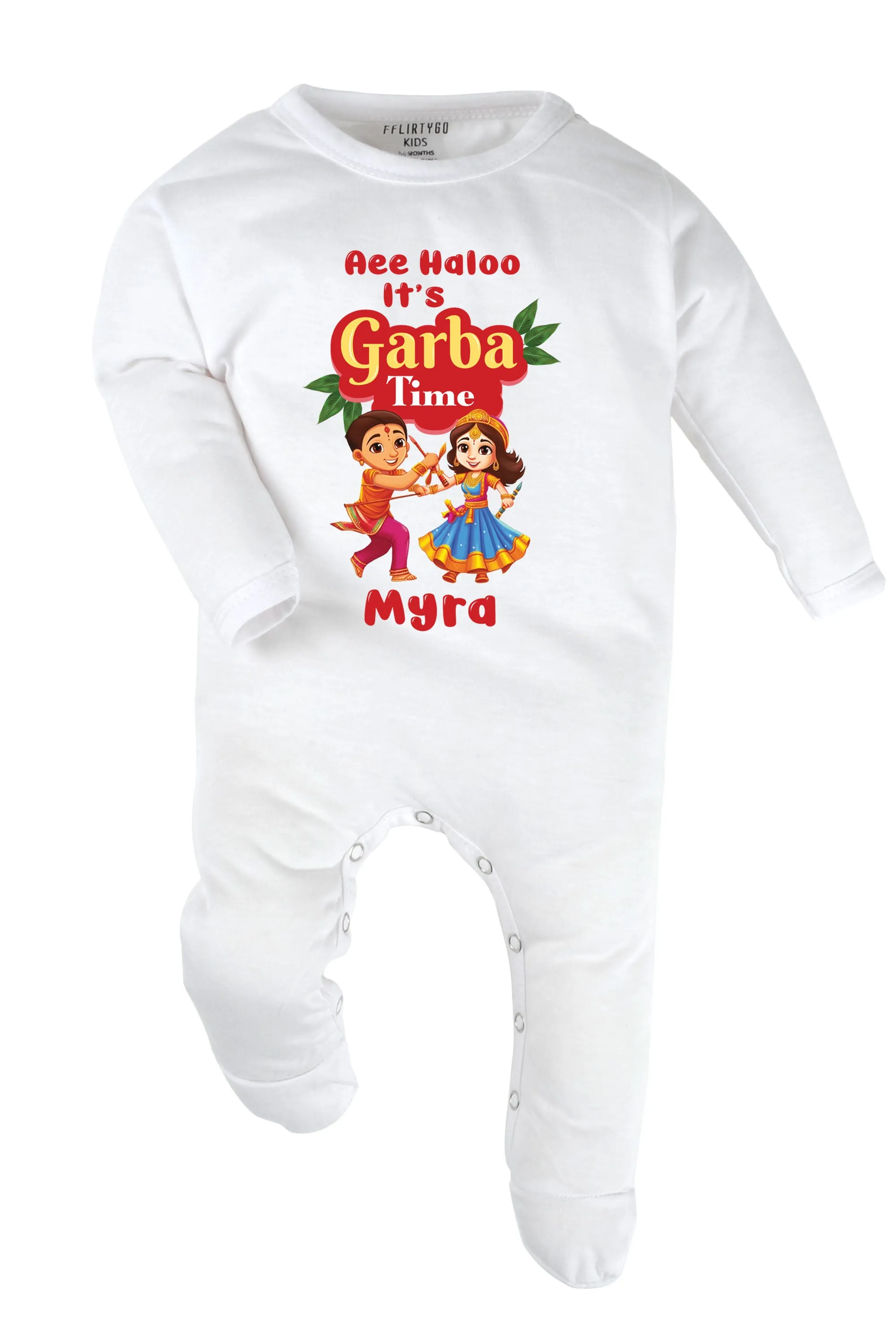 Aee Haloo It's Garba Time Baby Romper | Onesies w/ Custom Name