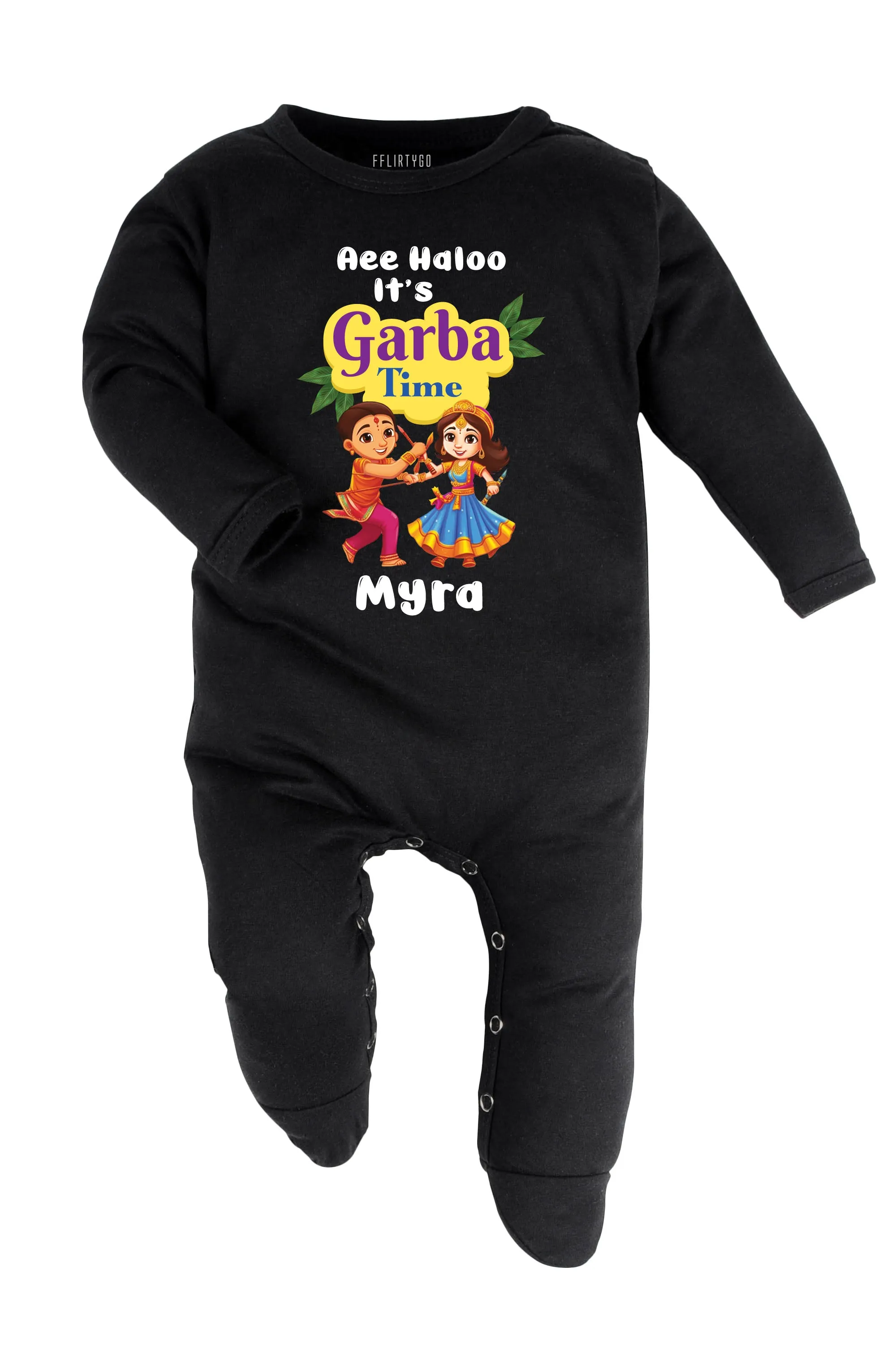 Aee Haloo It's Garba Time Baby Romper | Onesies w/ Custom Name