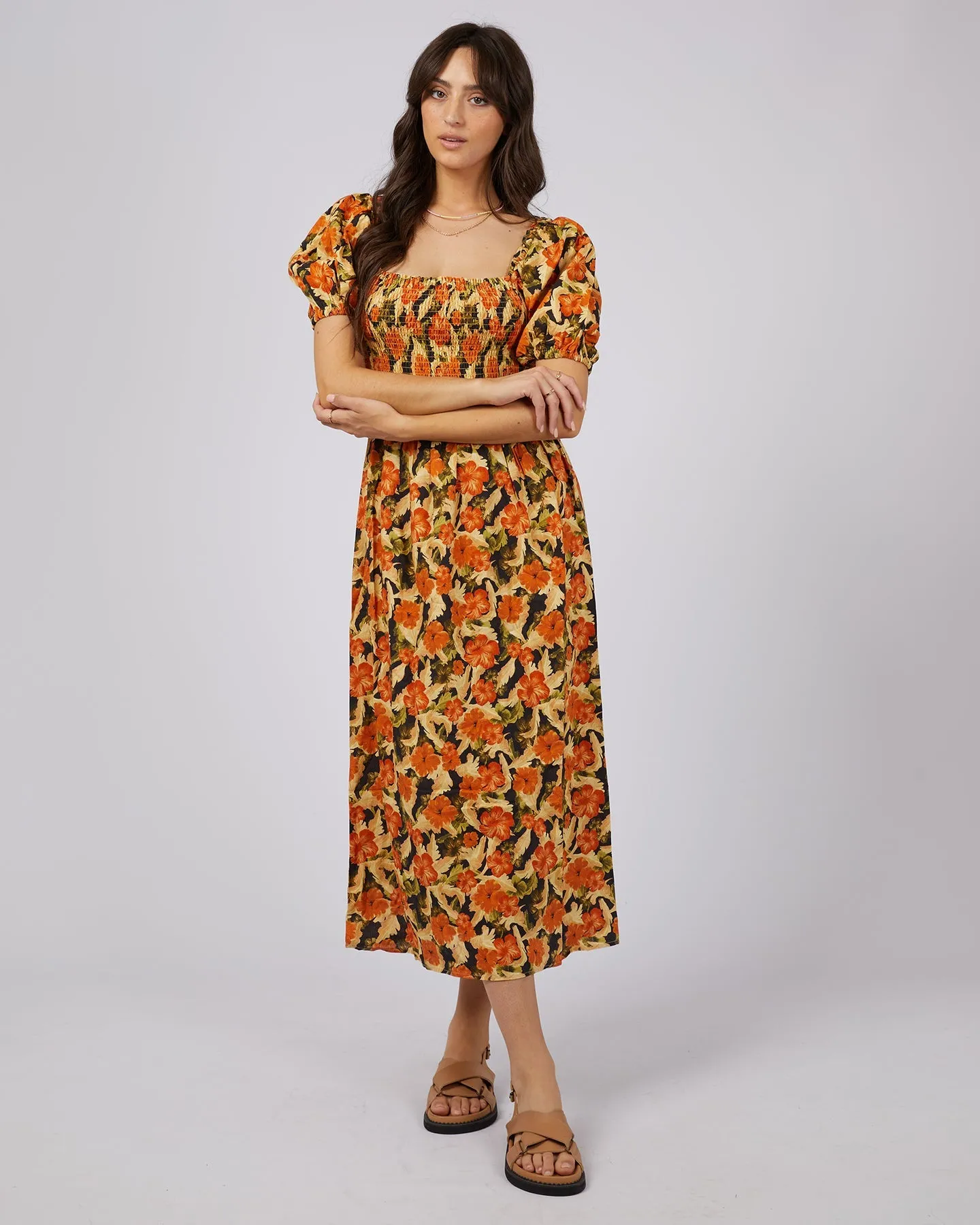 All About Eve Margot Floral Shirred Dress - Print