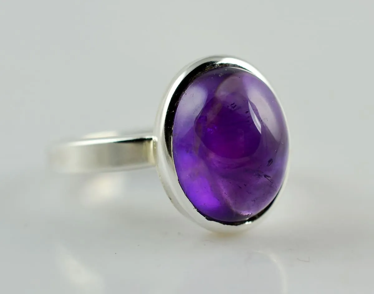 Amethyst 925 Solid Sterling Silver Handmade Ring Sizes 4 to 13 (US)