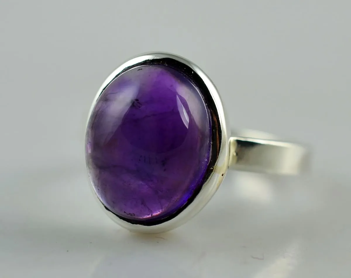 Amethyst 925 Solid Sterling Silver Handmade Ring Sizes 4 to 13 (US)