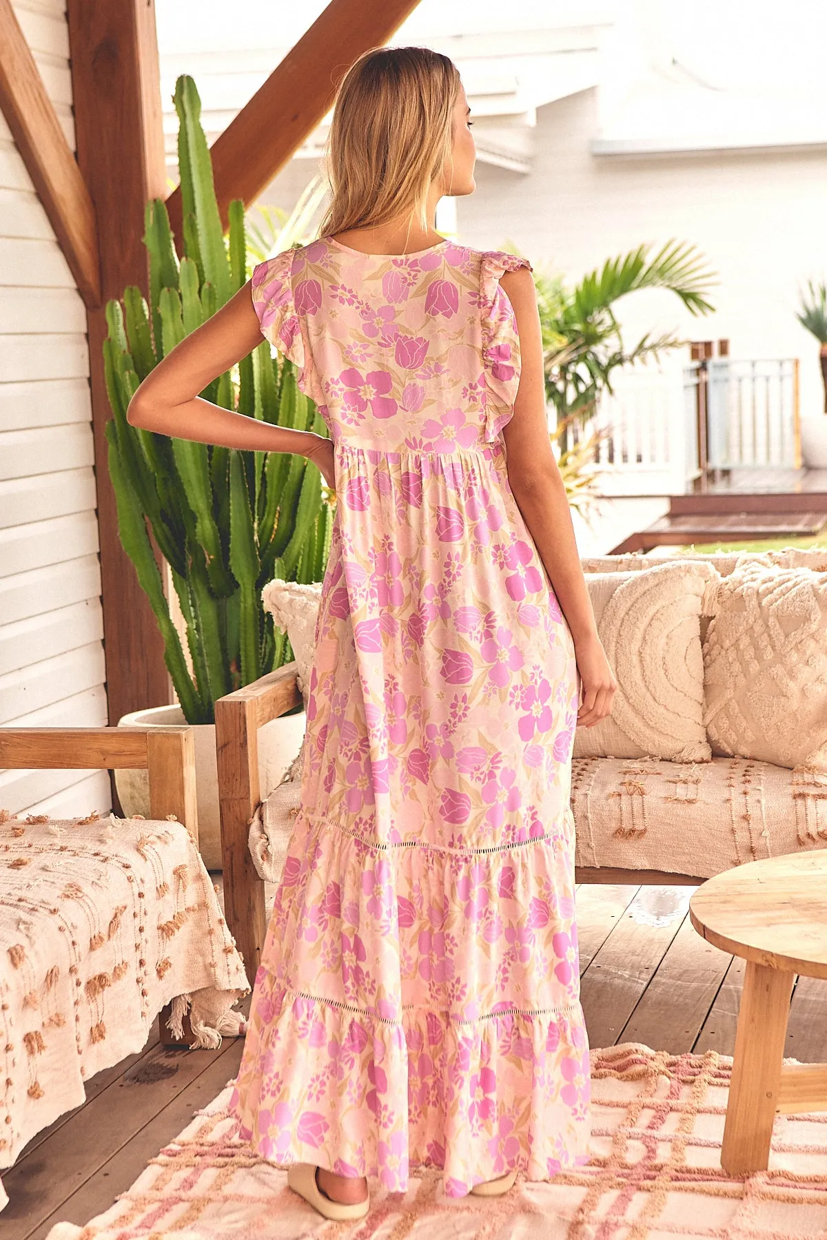 Angelique Maxi Dress - Pink/Beige