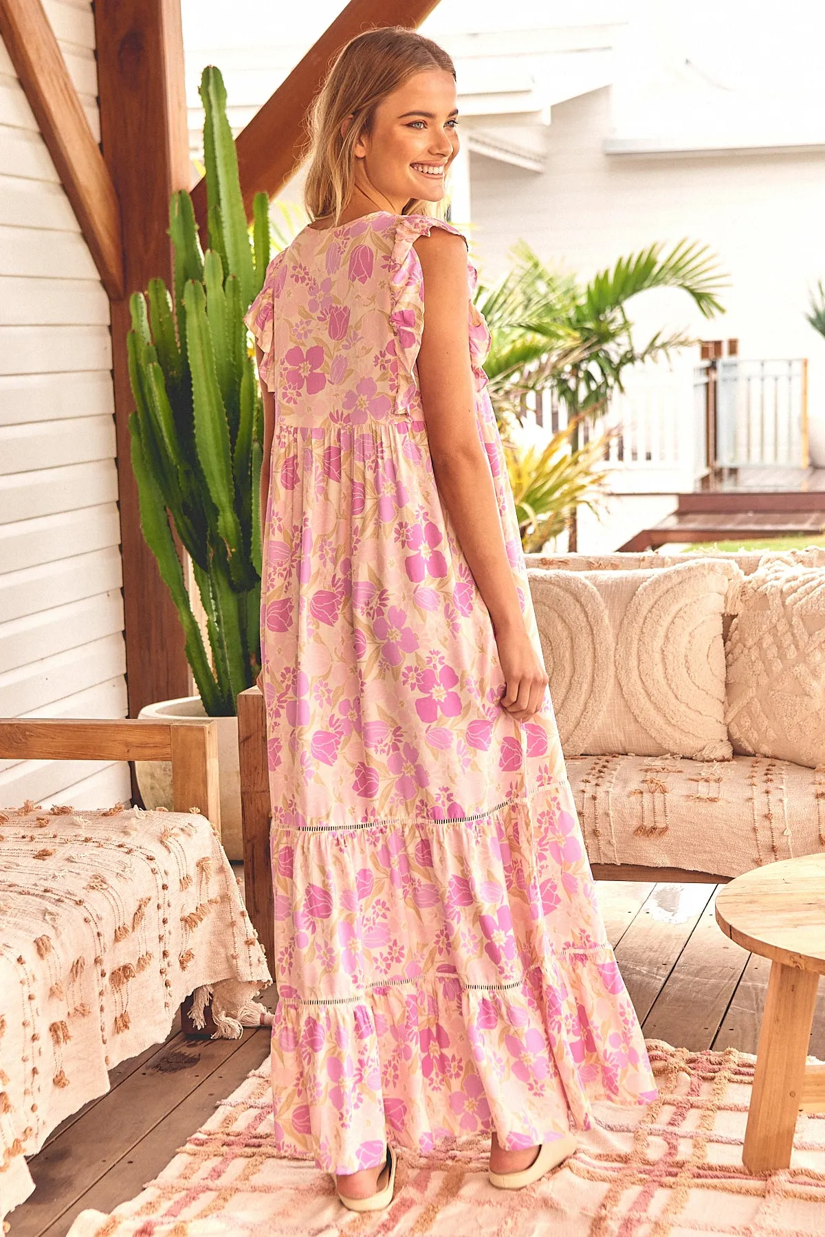 Angelique Maxi Dress - Pink/Beige