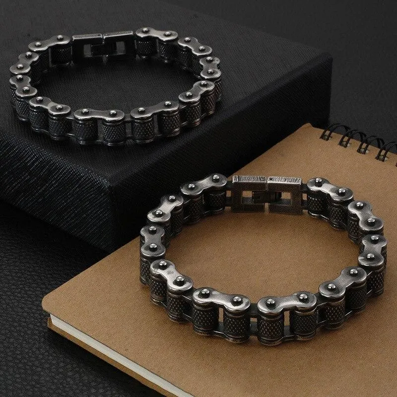 Antique Black Motorcycle Link Chain Bracelet