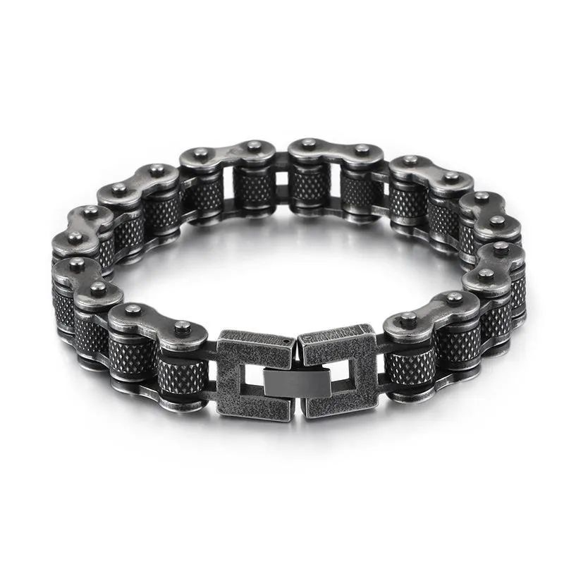 Antique Black Motorcycle Link Chain Bracelet