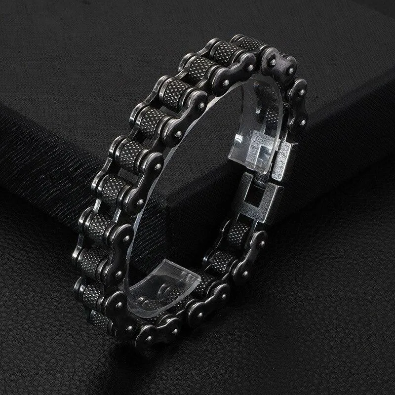 Antique Black Motorcycle Link Chain Bracelet