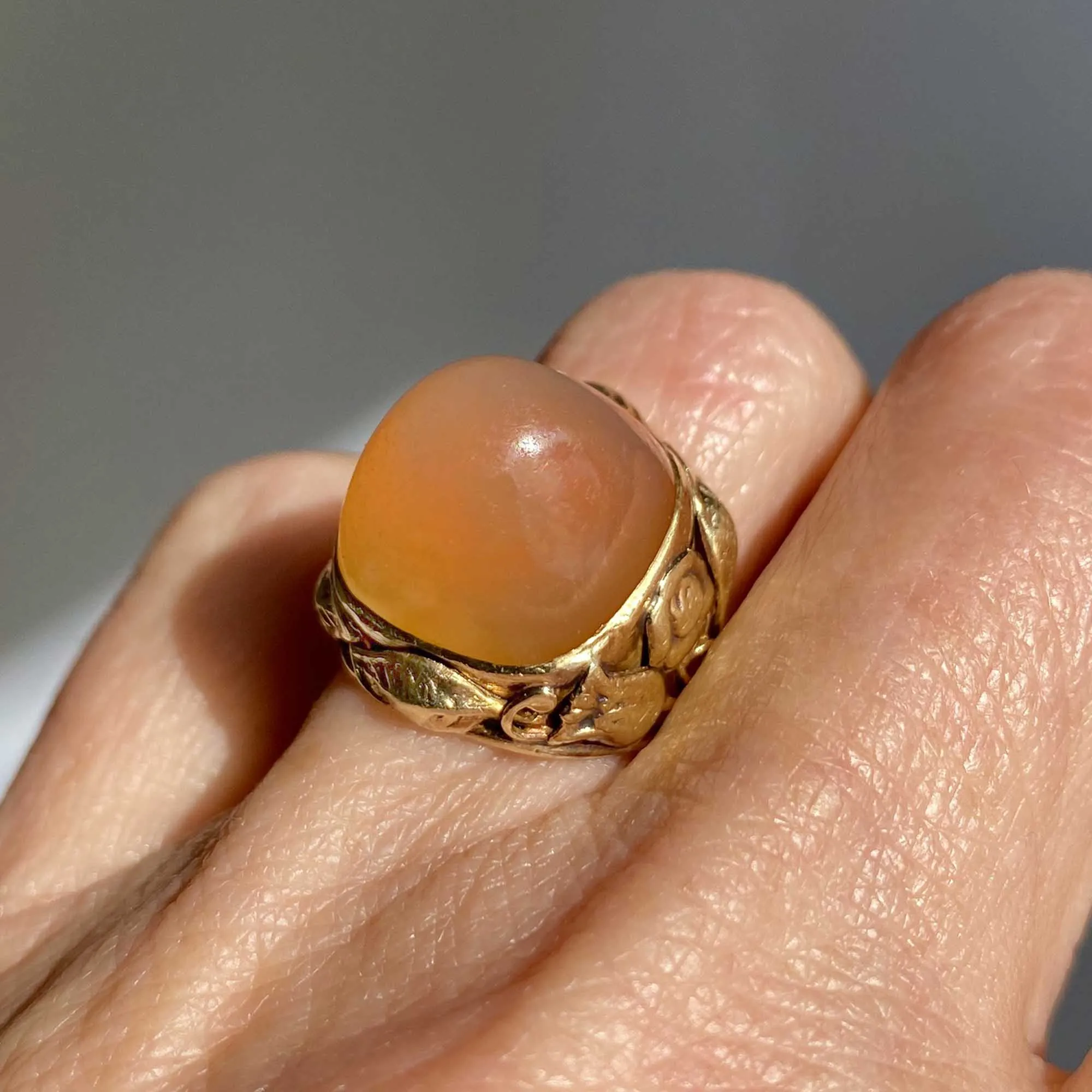 Arts and Crafts Sugarloaf Cabochon Carnelian Ring