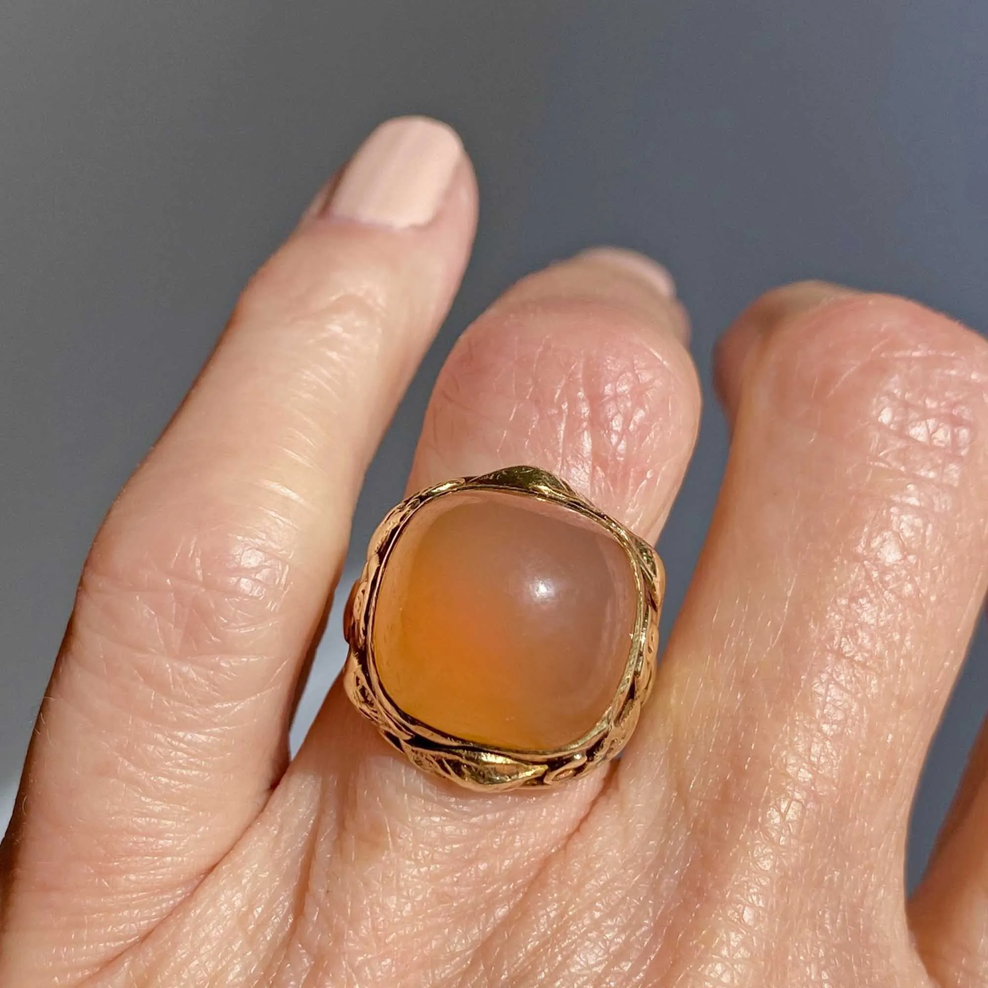 Arts and Crafts Sugarloaf Cabochon Carnelian Ring