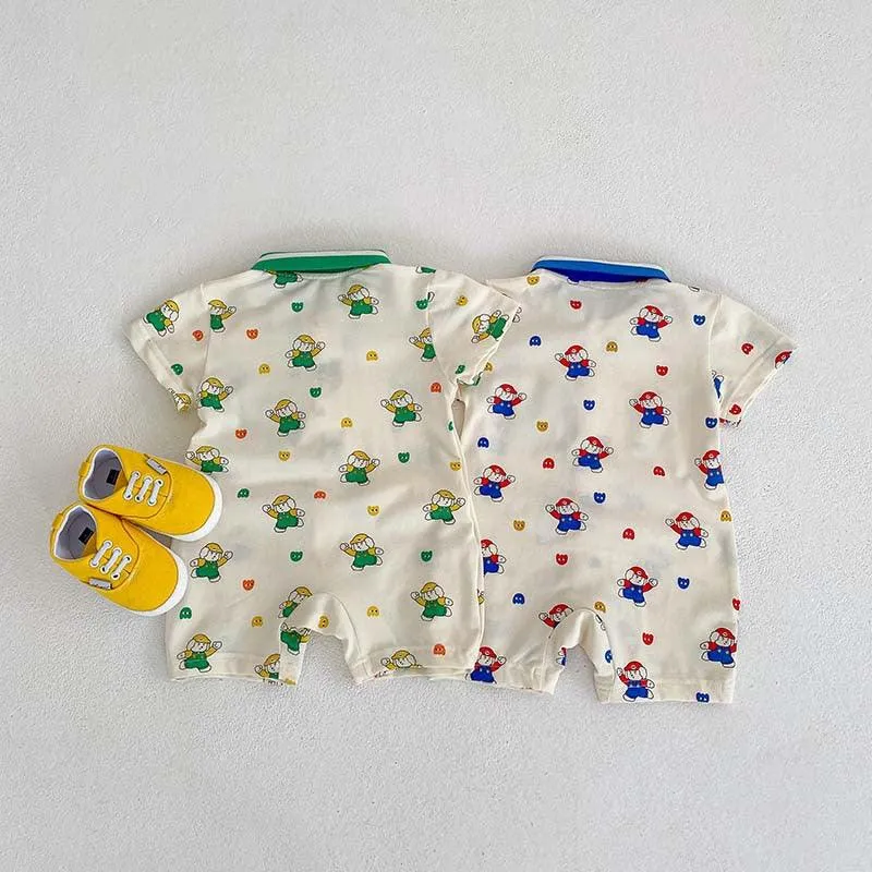 Baby Unisex Cartoon Print Rompers