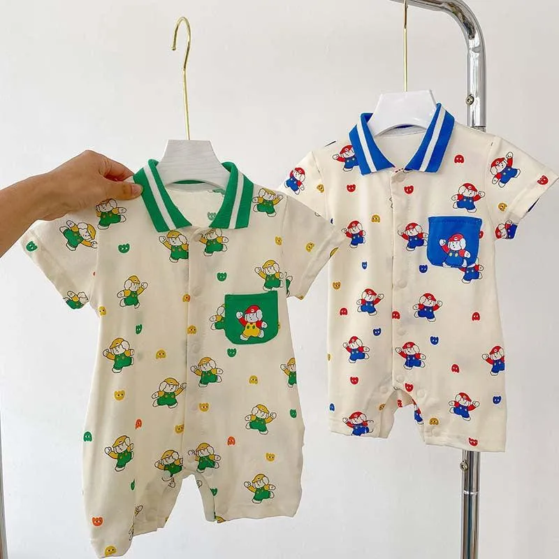 Baby Unisex Cartoon Print Rompers