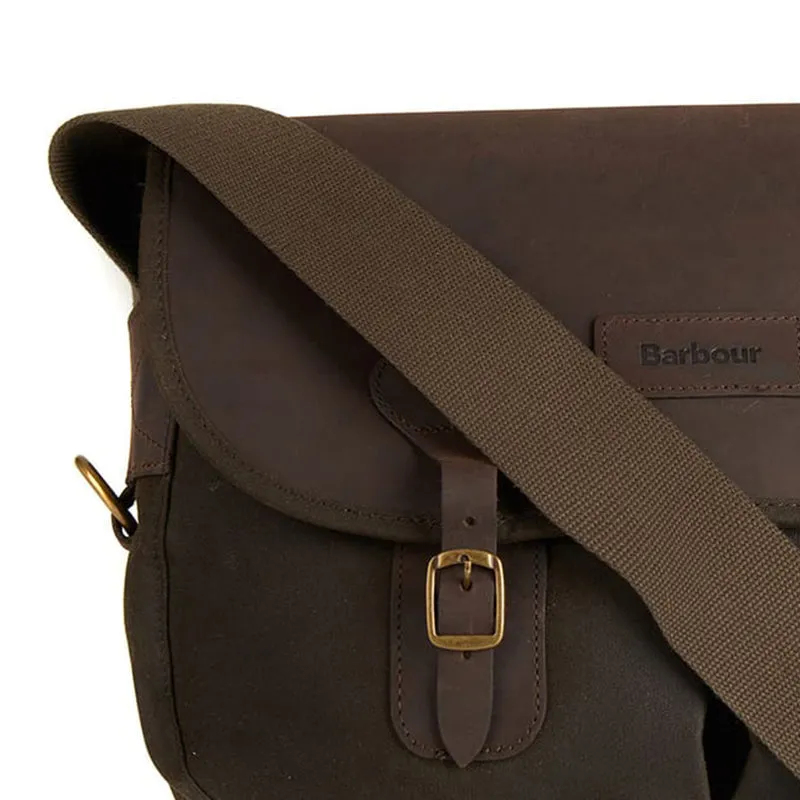 Barbour Wax Leather Tarras Bag Olive