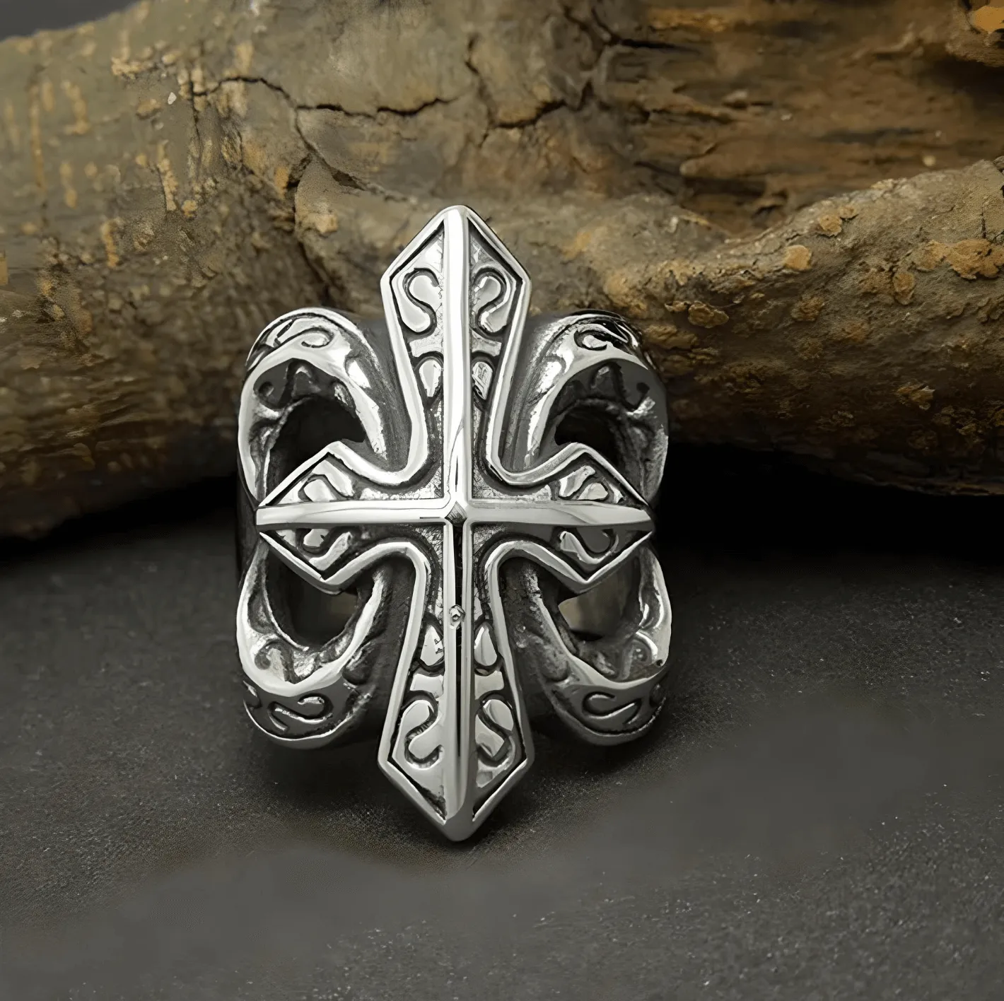 Big Cross 316L Stainless Steel Fashion Punk Style Ring