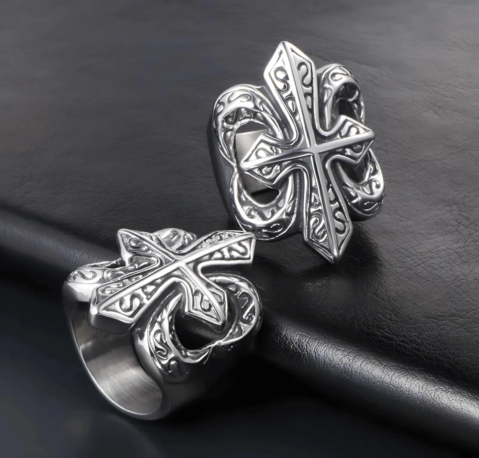 Big Cross 316L Stainless Steel Fashion Punk Style Ring