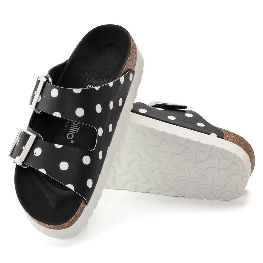 Birkenstock Women's Arizona Platform Birko-Flor (Black White Dots - Narrow Fit)