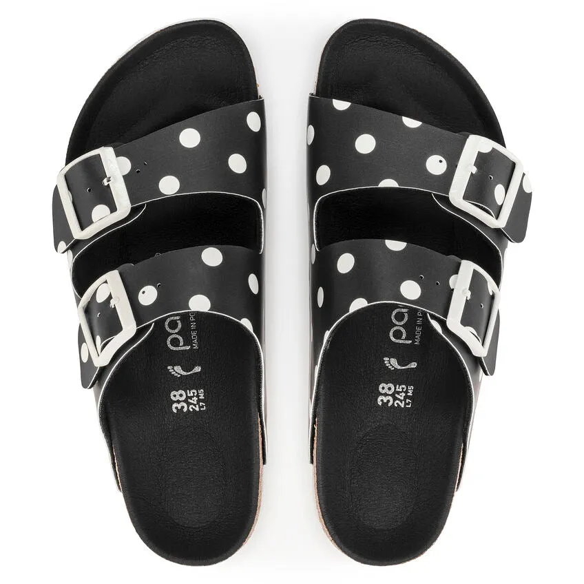 Birkenstock Women's Arizona Platform Birko-Flor (Black White Dots - Narrow Fit)