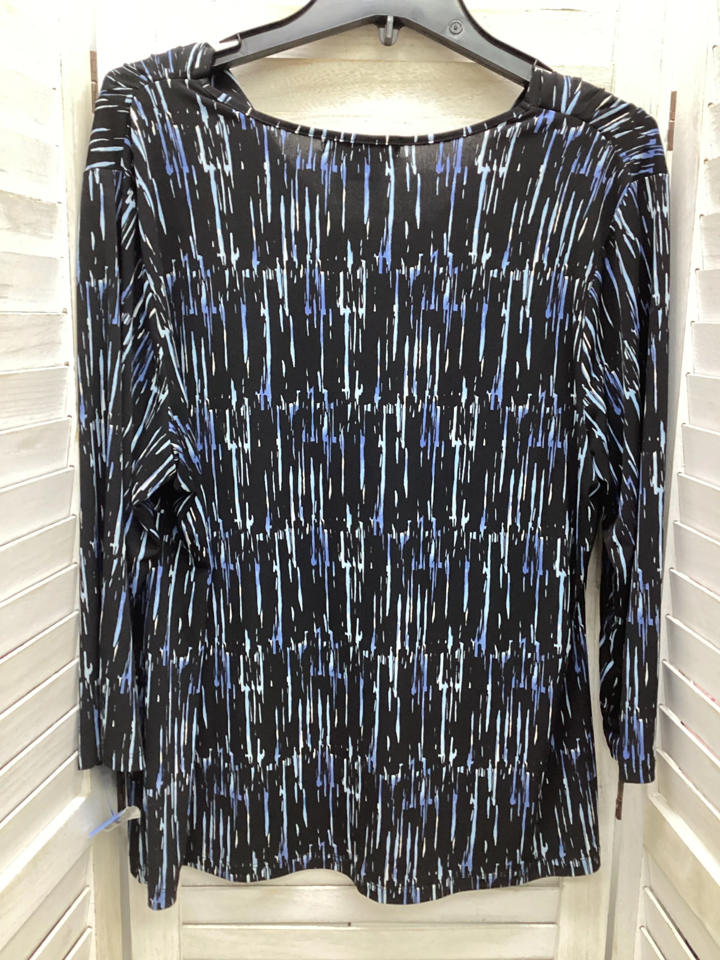 Black Blue Top Long Sleeve Basic Liz Claiborne, Size Xl