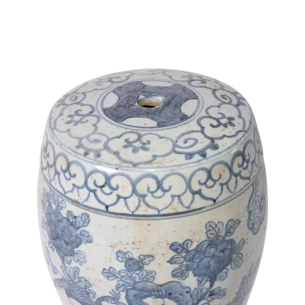 Blue And White Pheasant Flower Mini Stool