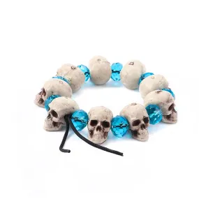 Blue Crystal Beads Skull Strand Bracelet