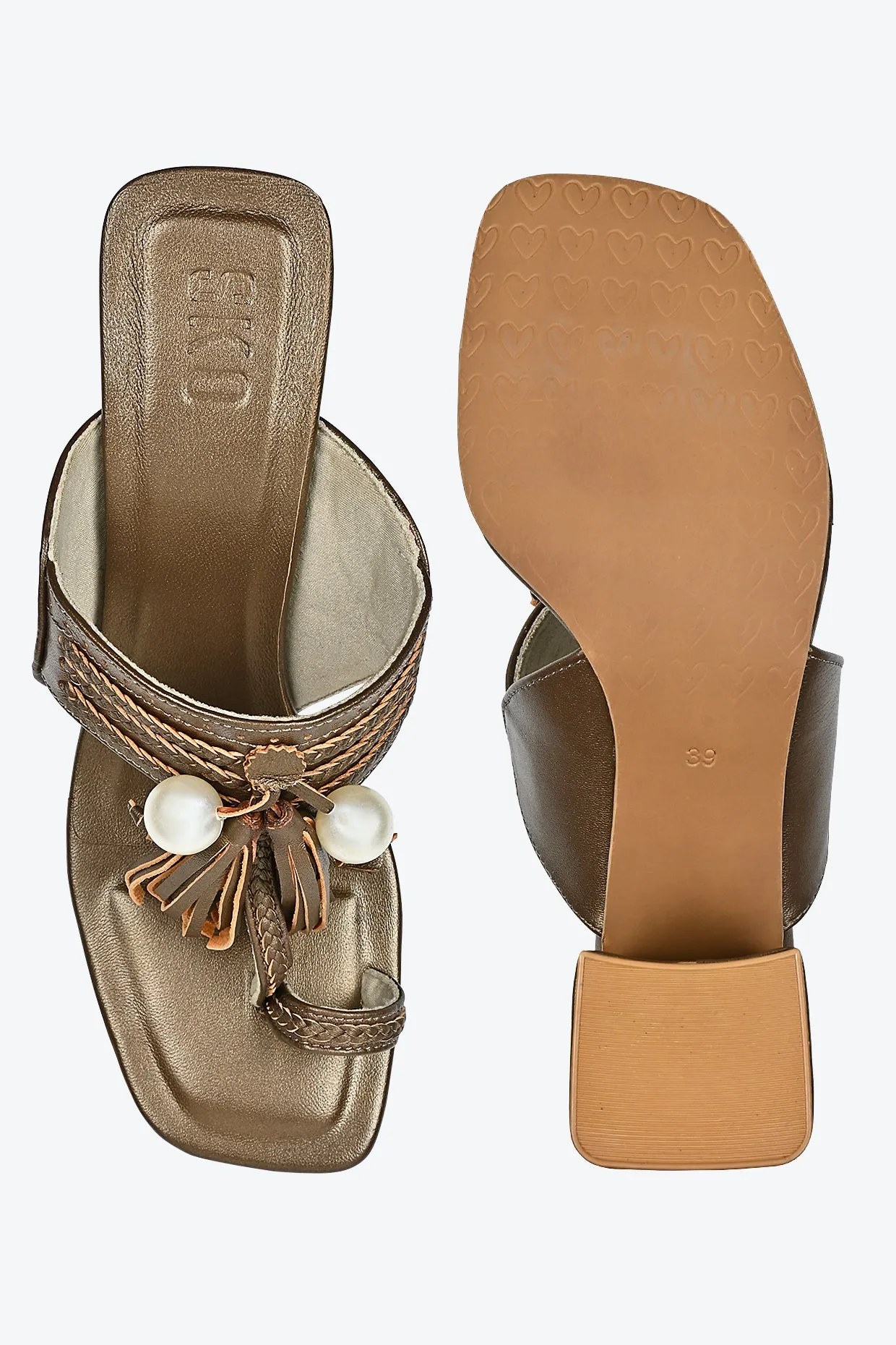 Bronze Kolhapuri Heel For Women