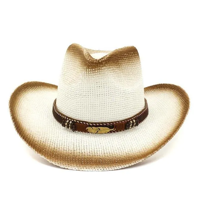 Brown Paper Straw Cowboy Hat