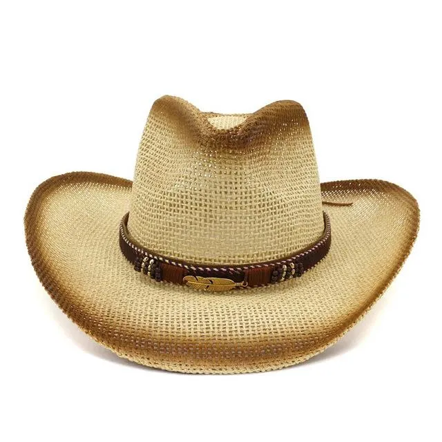 Brown Paper Straw Cowboy Hat