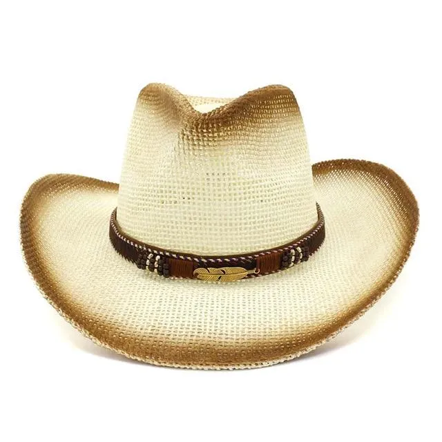 Brown Paper Straw Cowboy Hat