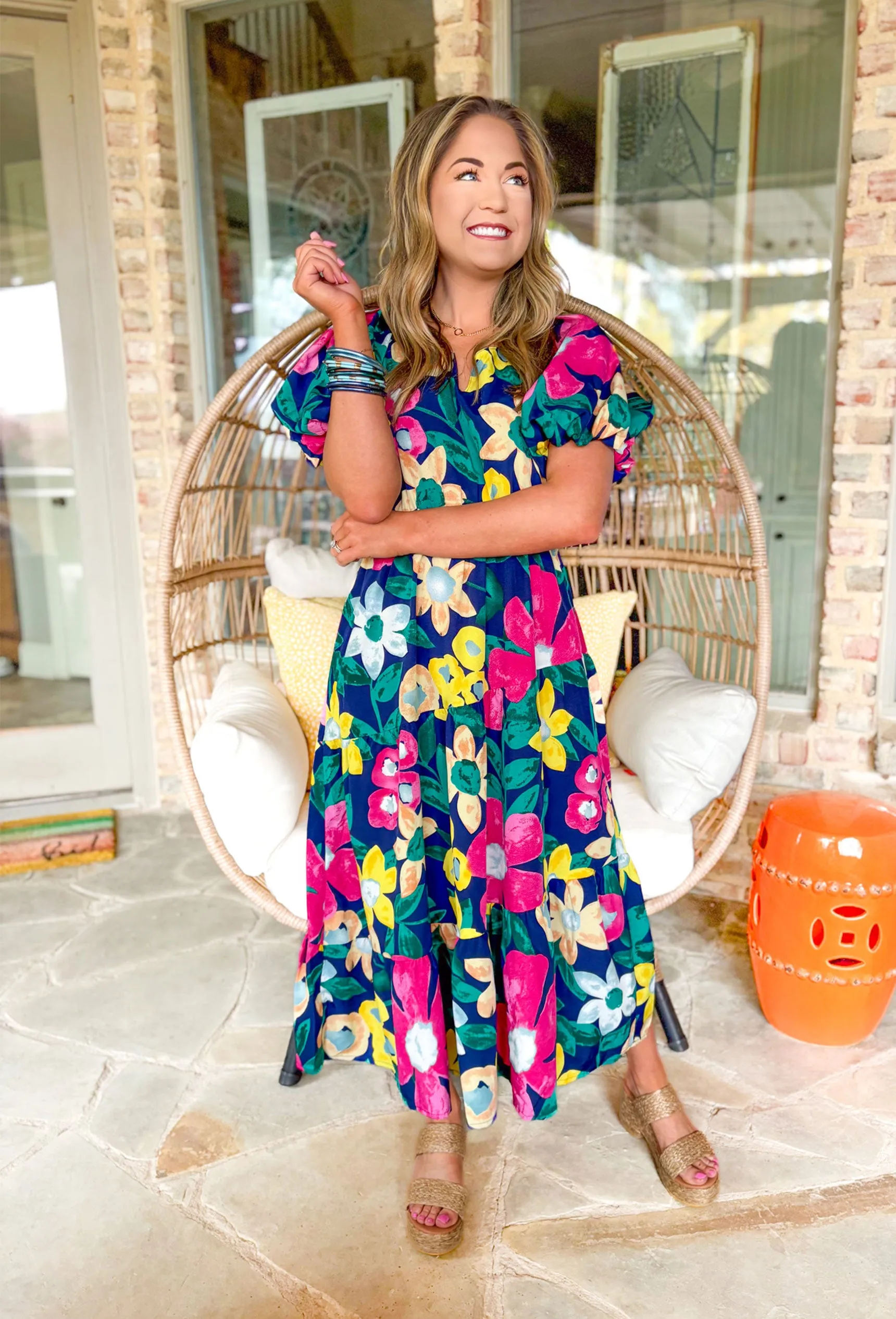 Brunch In Nashville Floral Midi Dress