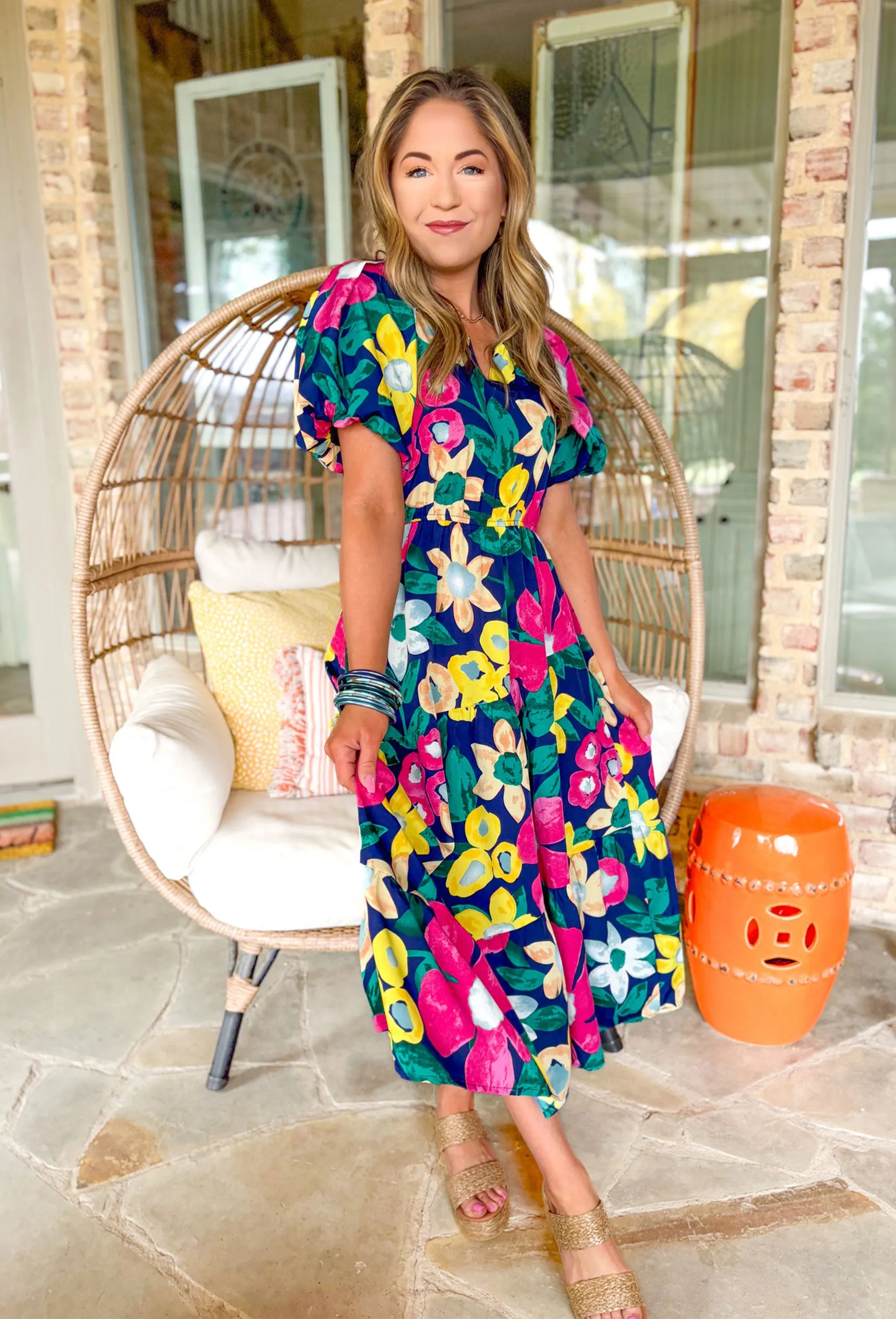 Brunch In Nashville Floral Midi Dress